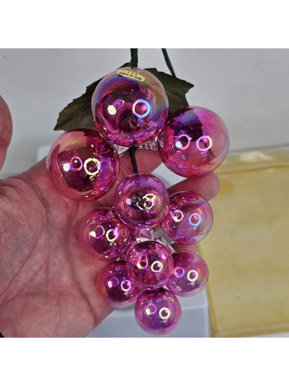 Silvestri Vintage Christmas Ornament Grape Cluster Glass Iridescent Pink Red - Picture 3 of 13